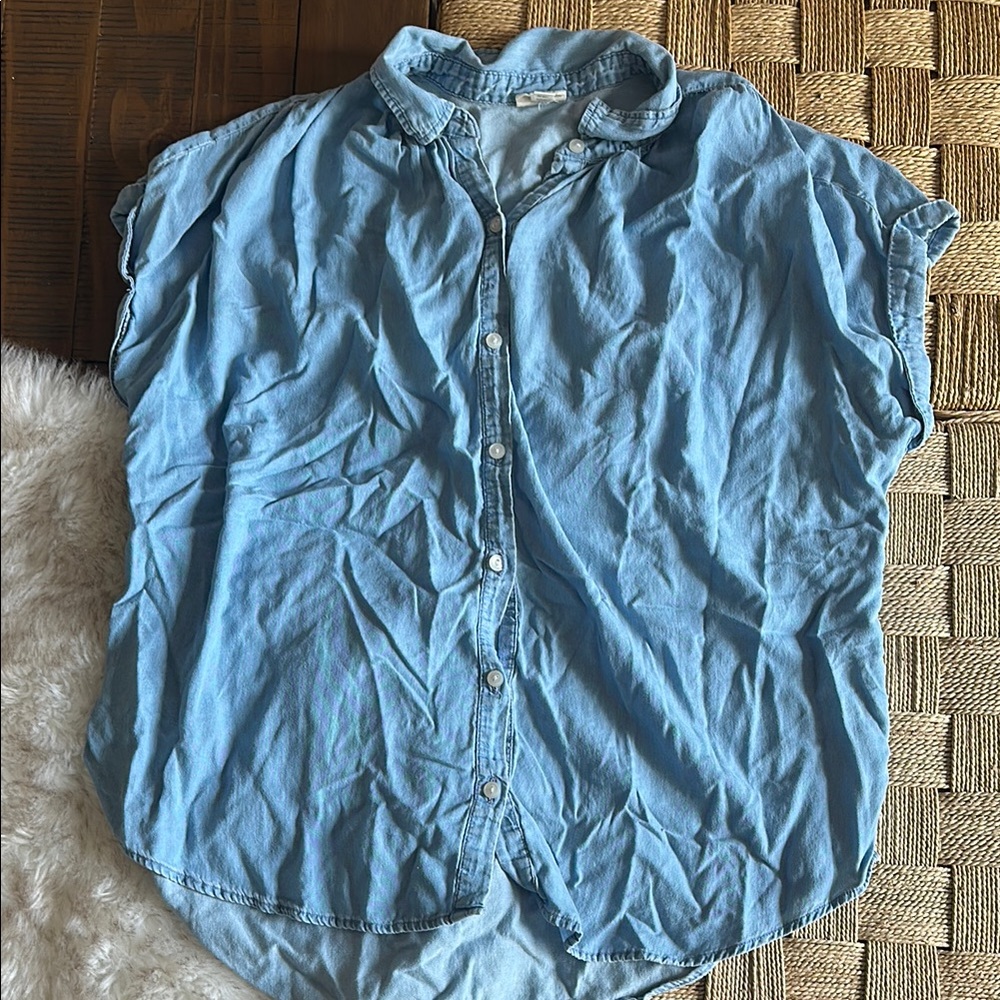 Casual Blue Denim Button-Up Shirt